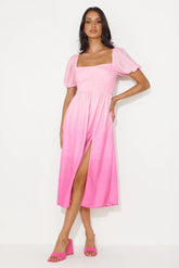 Swish This Way Midi Dress Pink
